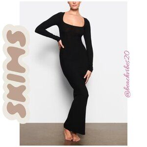 SKIMS Soft Lounge Longe Sleeve Dress Onyx Large NWT O-476